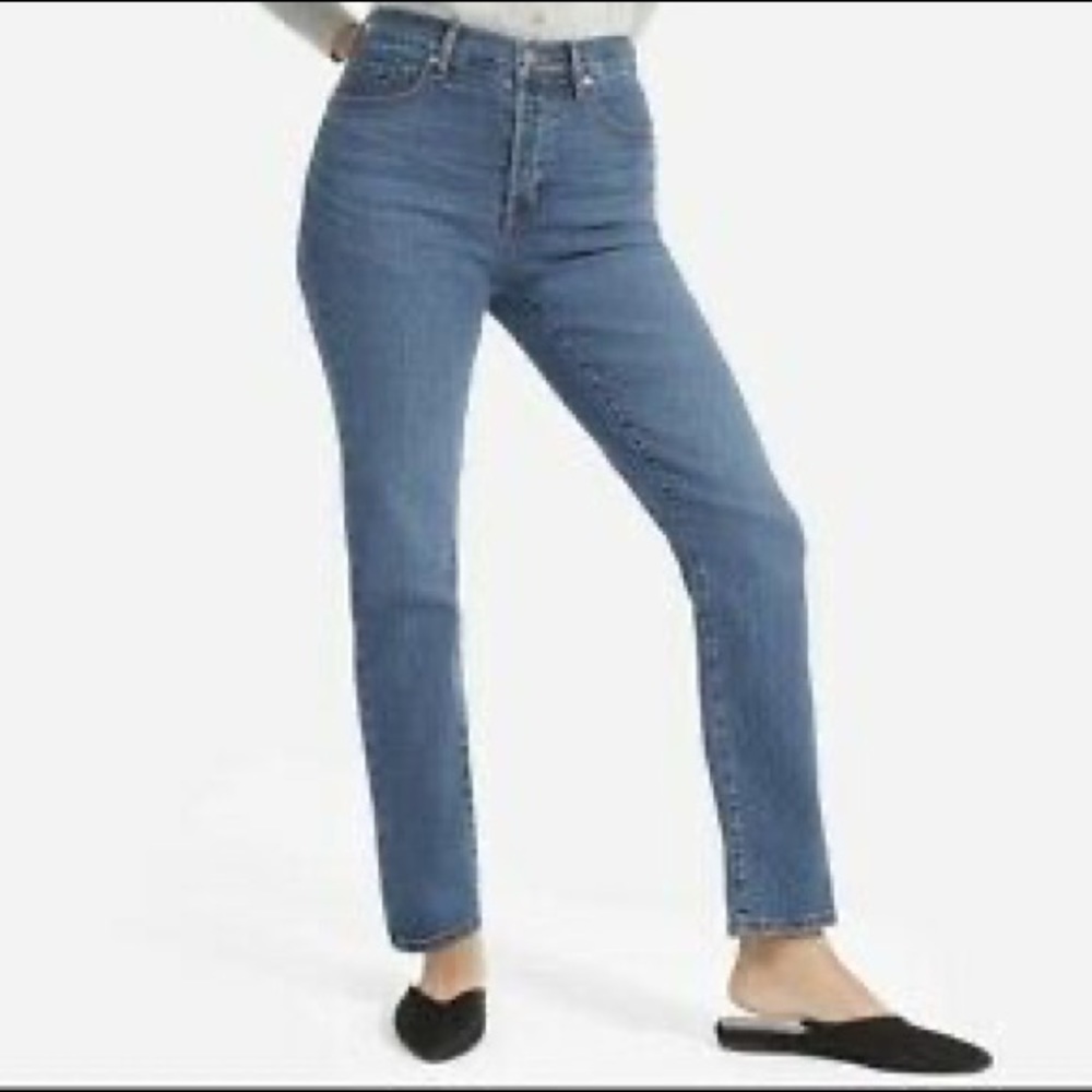Everlane stretch high rise slim straight cigarette jeans